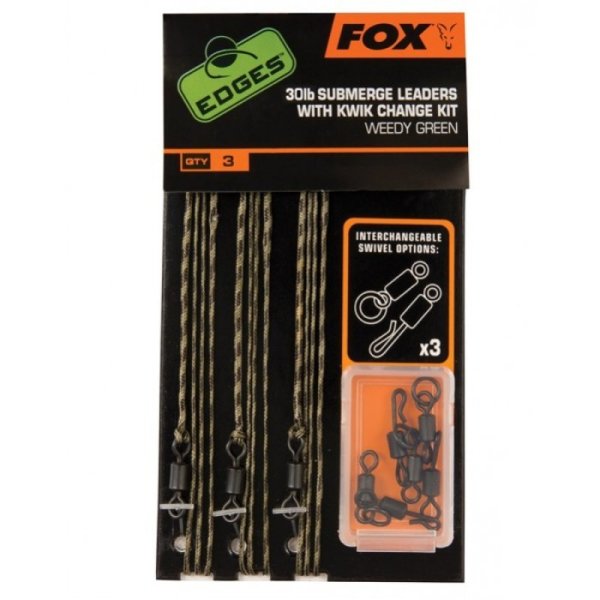 Fox 30lb Submerge Leaders with Kwik Change Kit Gravelly Brown