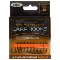 NGT Teflon Coated Carp Hooks Wide Gape