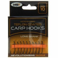 NGT Teflon Coated Carp Hooks Long Shank